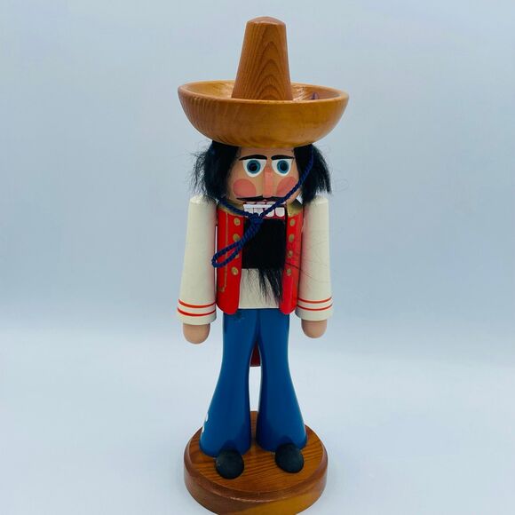 Vintage Cowboy Hat German Democratic Republic Mexican Bandit Nutcracker Wooden